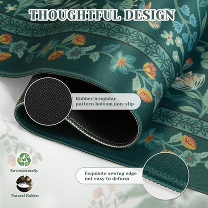iCasso Desk Mat for Keyboard and Mouse, Large Mouse Pad, Desk Pad Mat, Anti-Slip Big Mousepad with Stitched Edges for Computer Desktop(Deep Green)
