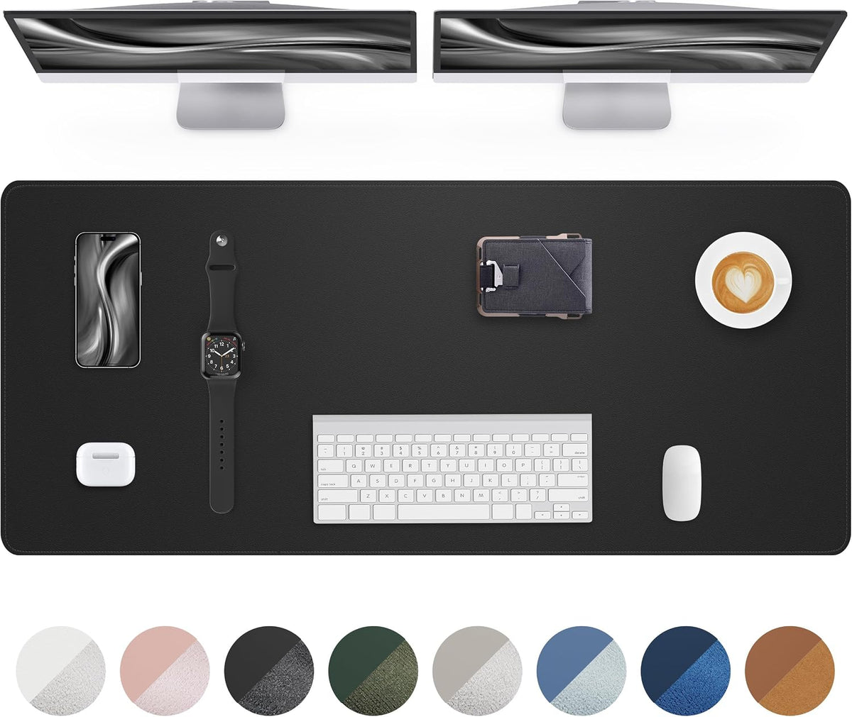 AFIING Large Desk Mat 55" x 24" - PU Leather Desk Pad Protector, Waterproof Non-Slip Extended Mouse Pad for Office Desk, Keyboard, Laptop and Home Workspace (Black)