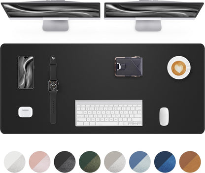 AFIING Large Desk Mat 55" x 24" - PU Leather Desk Pad Protector, Waterproof Non-Slip Extended Mouse Pad for Office Desk, Keyboard, Laptop and Home Workspace (Black)
