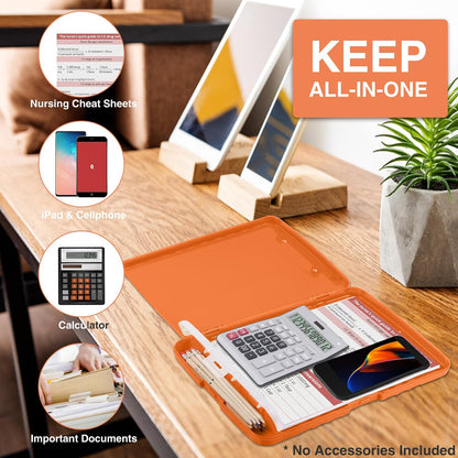 Clipboard with Storage, Clip Board 8.5 x 11 with Pen Holder, High Capacity Plastic Organization Case Box for Letter Legal A4 Size Paper, Nurses Teachers Must Haves, School & Office Supplies