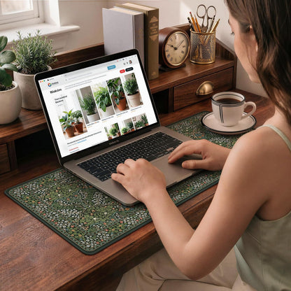 iCasso Desk Mat for Keyboard and Mouse, Large Mouse Pad, Desk Pad Mat, Anti-Slip Big Mousepad with Stitched Edges for Computer Desktop(Deep Green)