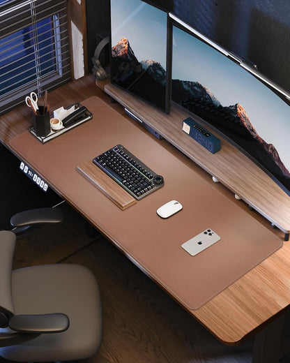 AFIING Large Desk Mat 55" x 24" - PU Leather Desk Pad Protector, Waterproof Non-Slip Extended Mouse Pad for Office Desk, Keyboard, Laptop and Home Workspace (Black)