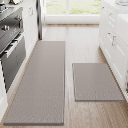 StepRite Kitchen Mats, 2PCS Kitchen Rugs, Cushioned Anti Fatigue Kitchen Mats for Floor, Non-Slip Standing Desk Mat, Waterproof Kitchen Rug Set for Kitchen, Floor, Office, 17.3"x30"+17.3"x47", Black