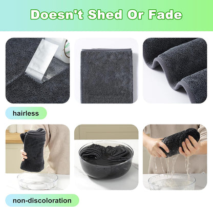 18 Pack Microfiber Cleaning Cloth, Kitchen Towels for Dish Drying Washing, Absorbent Streak Free Lint Free Rags for Cleaning, Reusable and Washable Towels - 10" x 10"