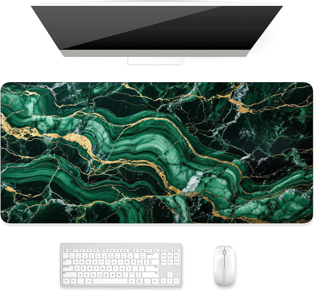 Auhoahsil Desk Mat, Ultra Large Mouse Pad, XXL Gaming Mousepad, Green Tropical Leaves Deskpad, Big Extended Full Size Mouse Pad, Desktop Desk Matt for Keyboard, Laptop & Computer, 35.5 x 15.7 in - Colors B