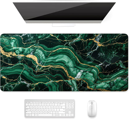 Auhoahsil Desk Mat, Ultra Large Mouse Pad, XXL Gaming Mousepad, Green Tropical Leaves Deskpad, Big Extended Full Size Mouse Pad, Desktop Desk Matt for Keyboard, Laptop & Computer, 35.5 x 15.7 in - Colors B