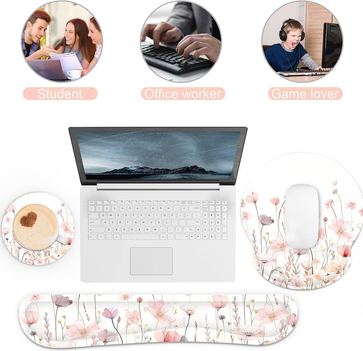 Ergonomic Mouse Pad with Wrist Rest and Keyboard Wrist Rest, Mousepad
