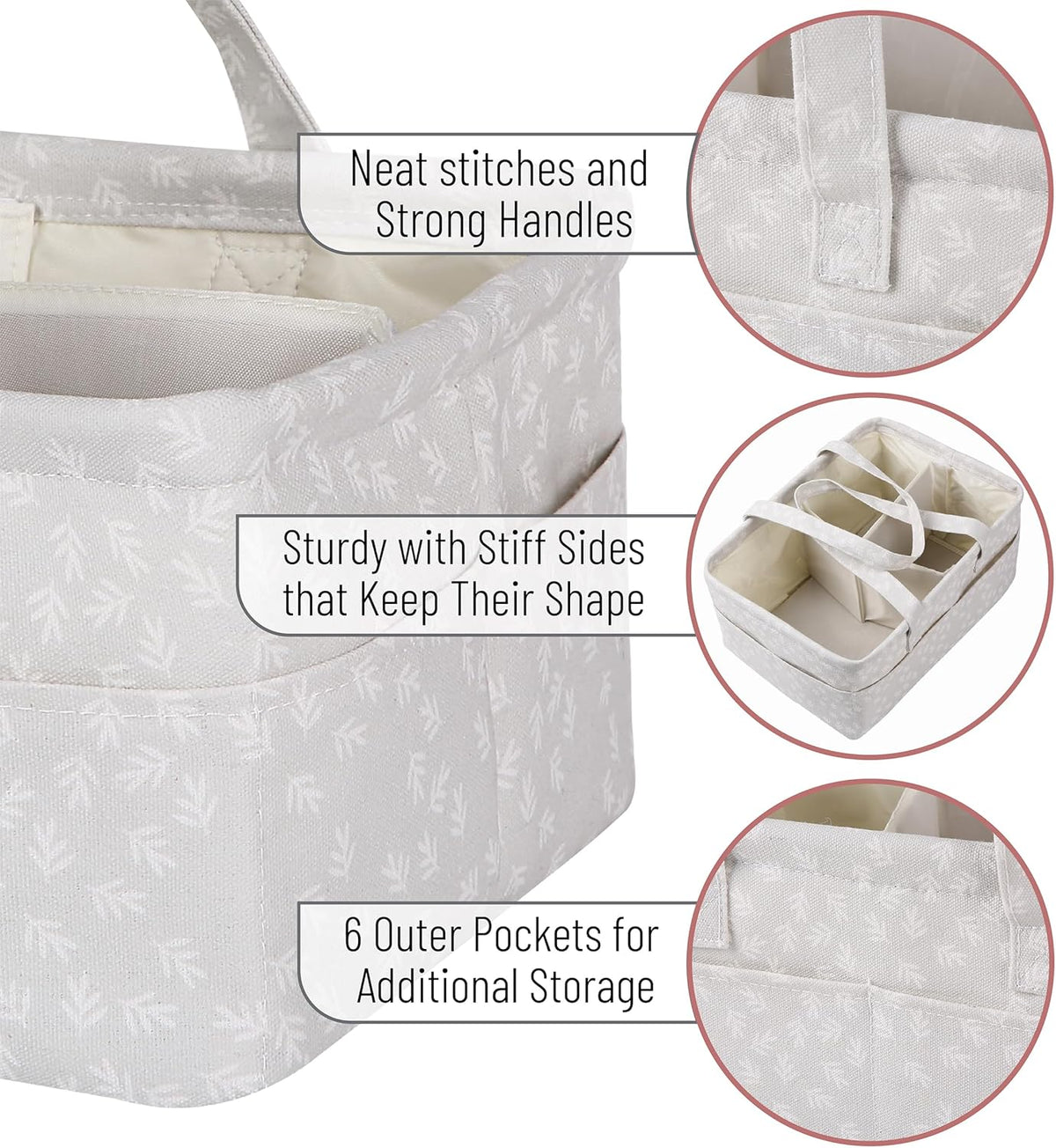 Baby Diaper Caddy Organizer, Gray, Medium