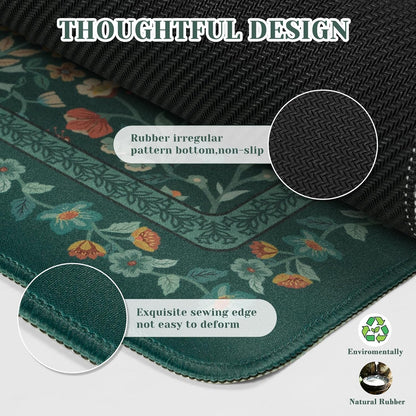 iCasso Desk Mat for Keyboard and Mouse, Large Mouse Pad, Desk Pad Mat, Anti-Slip Big Mousepad with Stitched Edges for Computer Desktop(Deep Green)