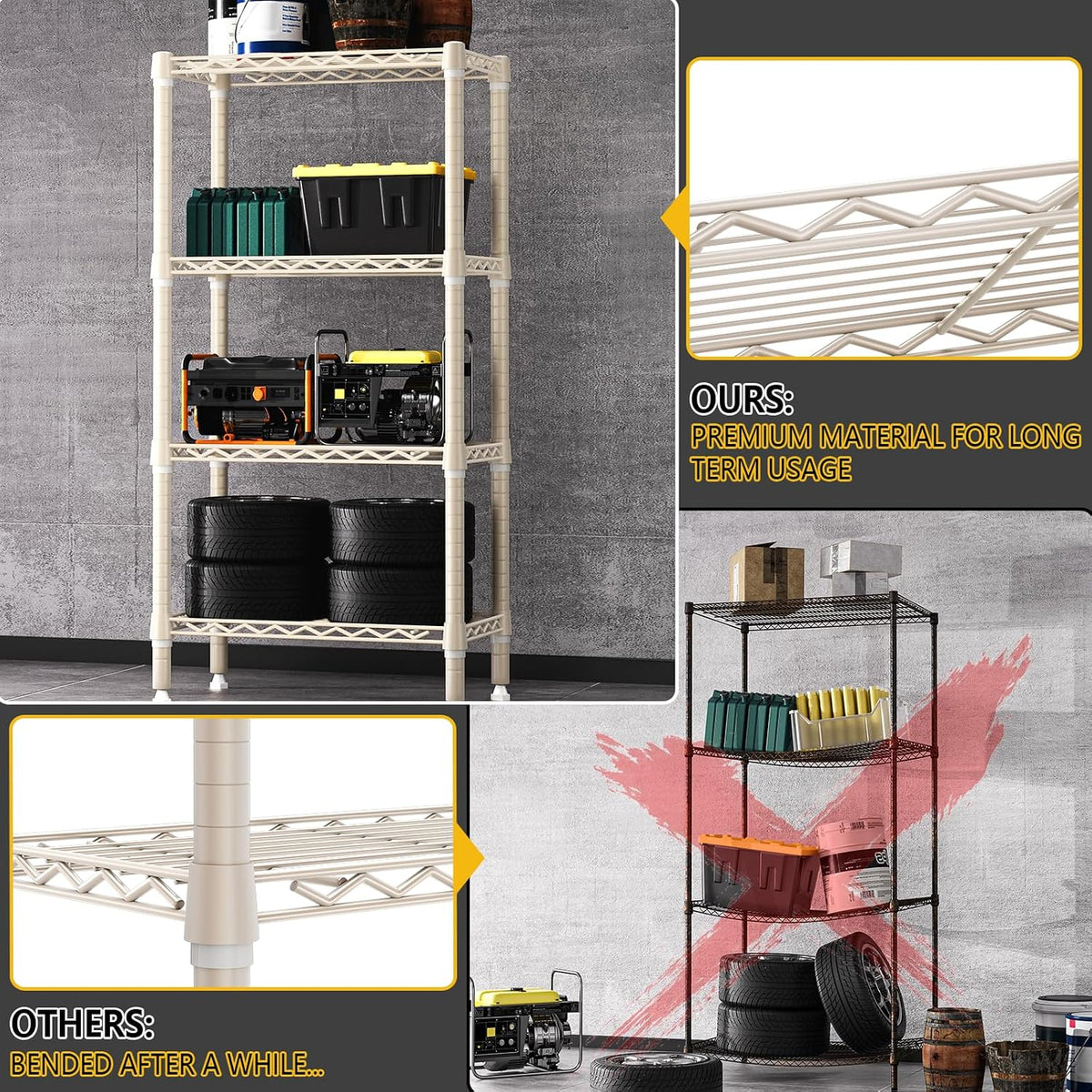M MZG 450 lbs Steel Storage Shelving 3-Tier Utility Shelving Unit Steel Organizer Wire Rack for Home,Kitchen,Office (11.8" D x 17.7" W x 26.3" H) - Colors A
