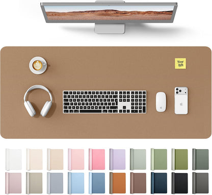 YSAGi Leather Desk Pad Protector, Office Desk Mat, Large Mouse Pad, Non-Slip PU Leather Desk Blotter, Waterproof Laptop Desk Writing Pad for Office and Home (23.6" x 13.8", Eggshell) - Colors A