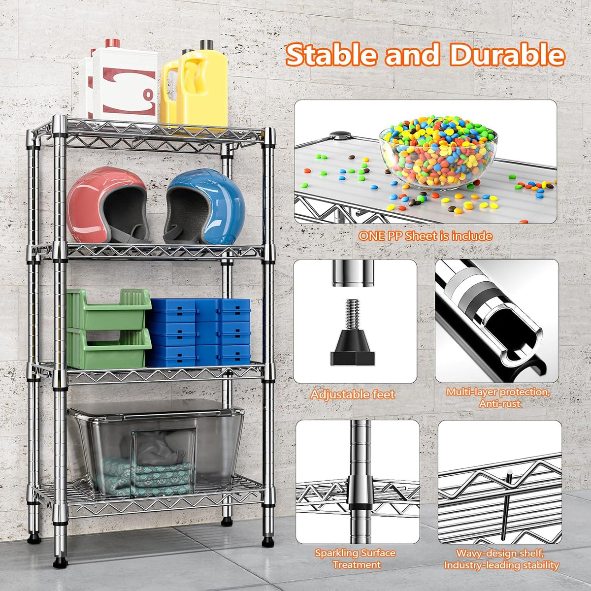 M MZG 450 lbs Steel Storage Shelving 3-Tier Utility Shelving Unit Steel Organizer Wire Rack for Home,Kitchen,Office (11.8" D x 17.7" W x 26.3" H) - Colors B