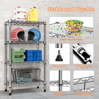 M MZG 450 lbs Steel Storage Shelving 3-Tier Utility Shelving Unit Steel Organizer Wire Rack for Home,Kitchen,Office (11.8" D x 17.7" W x 26.3" H) - Colors B
