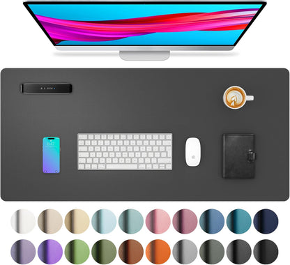 Aothia Leather Office Desk Pad Protector, Non-Slip PU Leather Desk Blotter, Waterproof Laptop Writing Mouse Pad for Office and Home, Black, 31.5" x 15.7" - Colors B