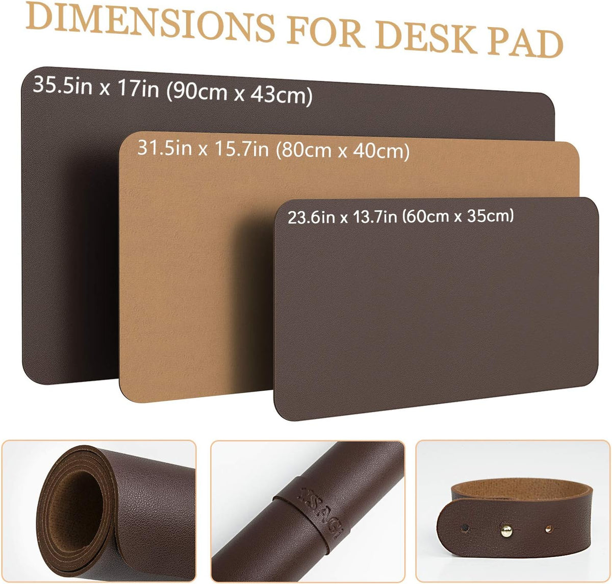 YSAGi Non-Slip Leather Desk Pad, Waterproof Laptop Computer Desk Keyboard Mat, Table Protector Blotter Mat, Large Mouse Pad for Office/Work/Home/Decor(Dark Brown, 31.5" x 15.7")