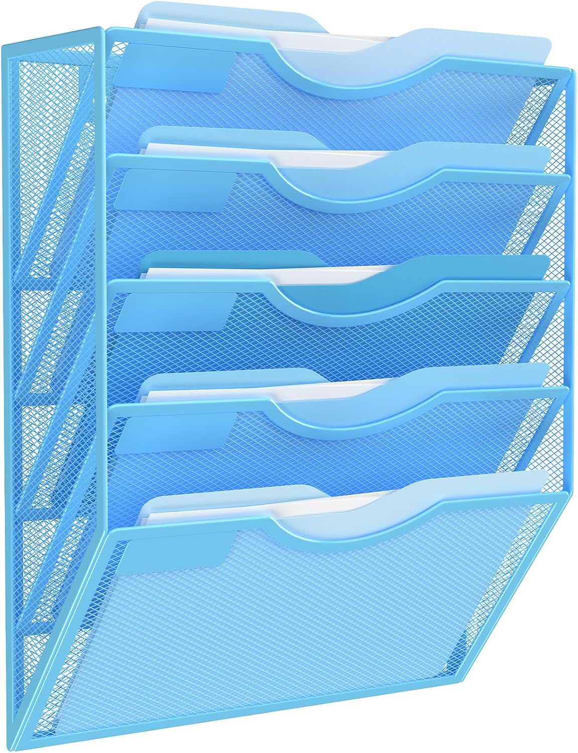 Kuntine.B Wall File Organizer Office Hanging Magazine Holder Wall File Organizer for Office Home (Black, 5 Tier)