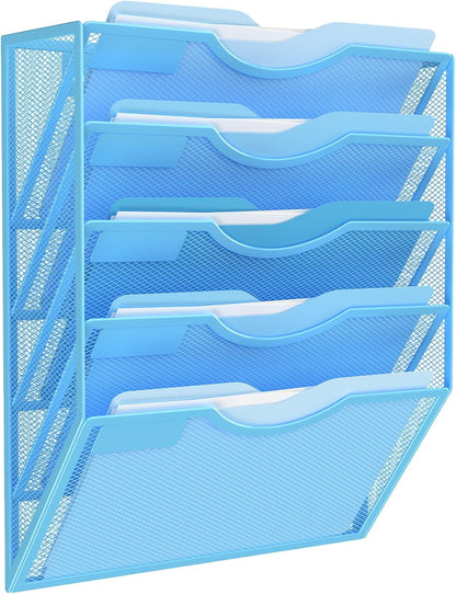 Kuntine.B Wall File Organizer Office Hanging Magazine Holder Wall File Organizer for Office Home (Black, 5 Tier)