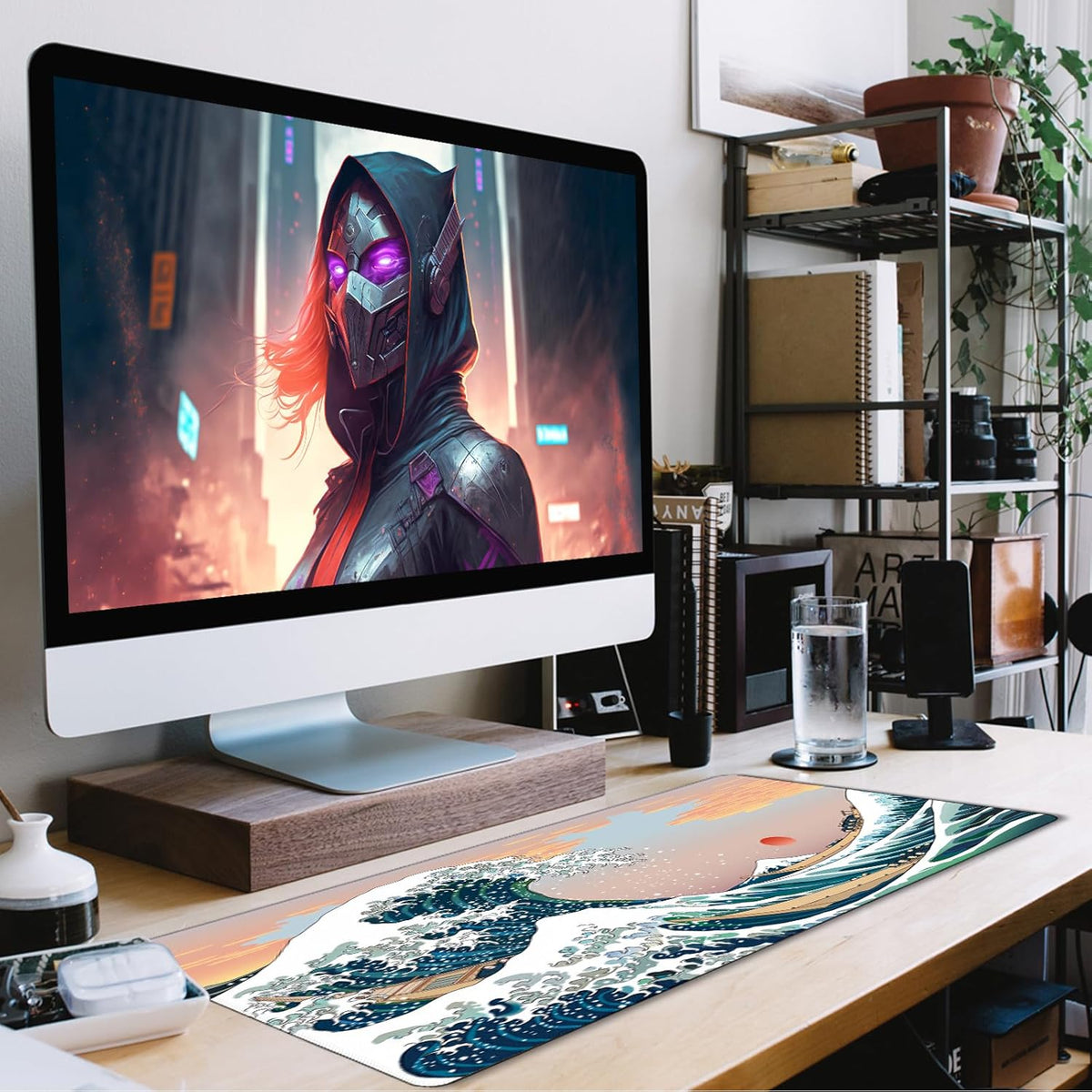 31.5" x 15.7" Waterproof Fabric Desk Pad, Rubber Anti-Slip Base, Stitched Edges No Curling, Fits Laptop Keyboard and Mouse, Smooth Office Mat Large Mouse Pad for Work Game, Black