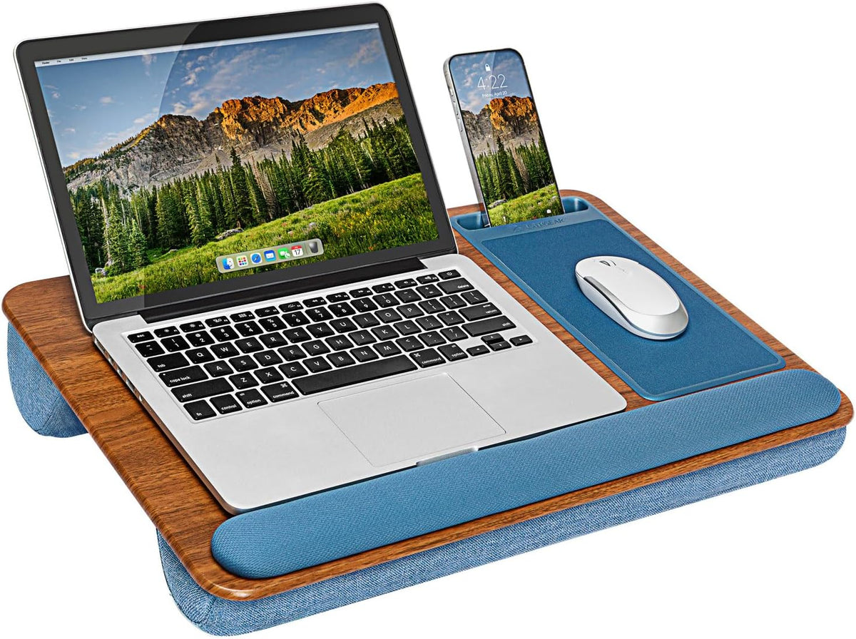 LAPGEAR Home Office Pro Lap Desk with Wrist Rest, Mouse Pad, and Phone Holder - Black Carbon - Fits up to 15.6 Inch Laptops - Style No. 91598