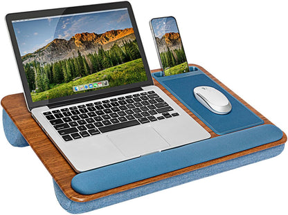 LAPGEAR Home Office Pro Lap Desk with Wrist Rest, Mouse Pad, and Phone Holder - Black Carbon - Fits up to 15.6 Inch Laptops - Style No. 91598