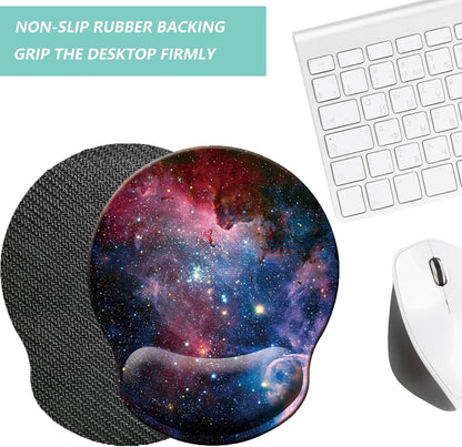 Mouse Pad with Wrist Support, Ergonomic Mouse Pad with Memory Foam Wrist Rest Cushion, Non-Slip Rubber Base Gaming Mice Pad for Home Office Computer Laptop, Flower Black