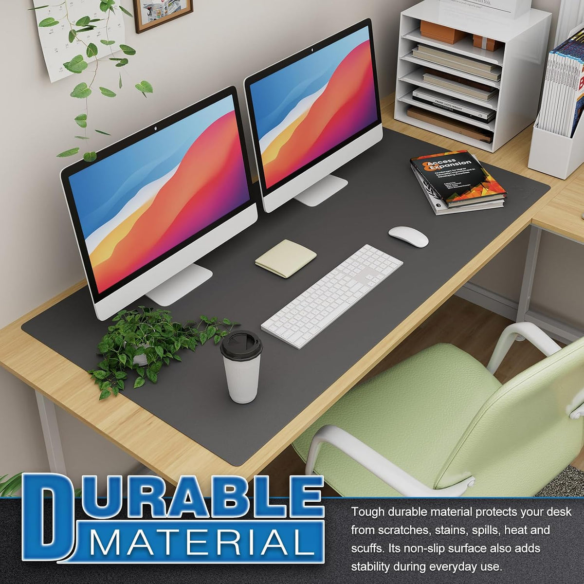 K KNODEL Large Office Leather Desk Mat, Mouse and Keyboard Pad, Computer and Laptop Mat, Desktop Protector and Cover, Writing Pad and Blotter (31.5"x15.7", Black)