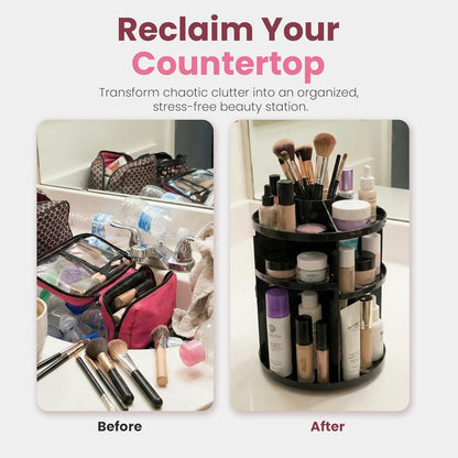 Masirs 360 Rotating Makeup Organizer Countertop - Adjustable Shelf Height - The Perfect Round Spinning Cosmetic Organizer for Bedroom Dresser or Vanity Countertop Storage (Clear)
