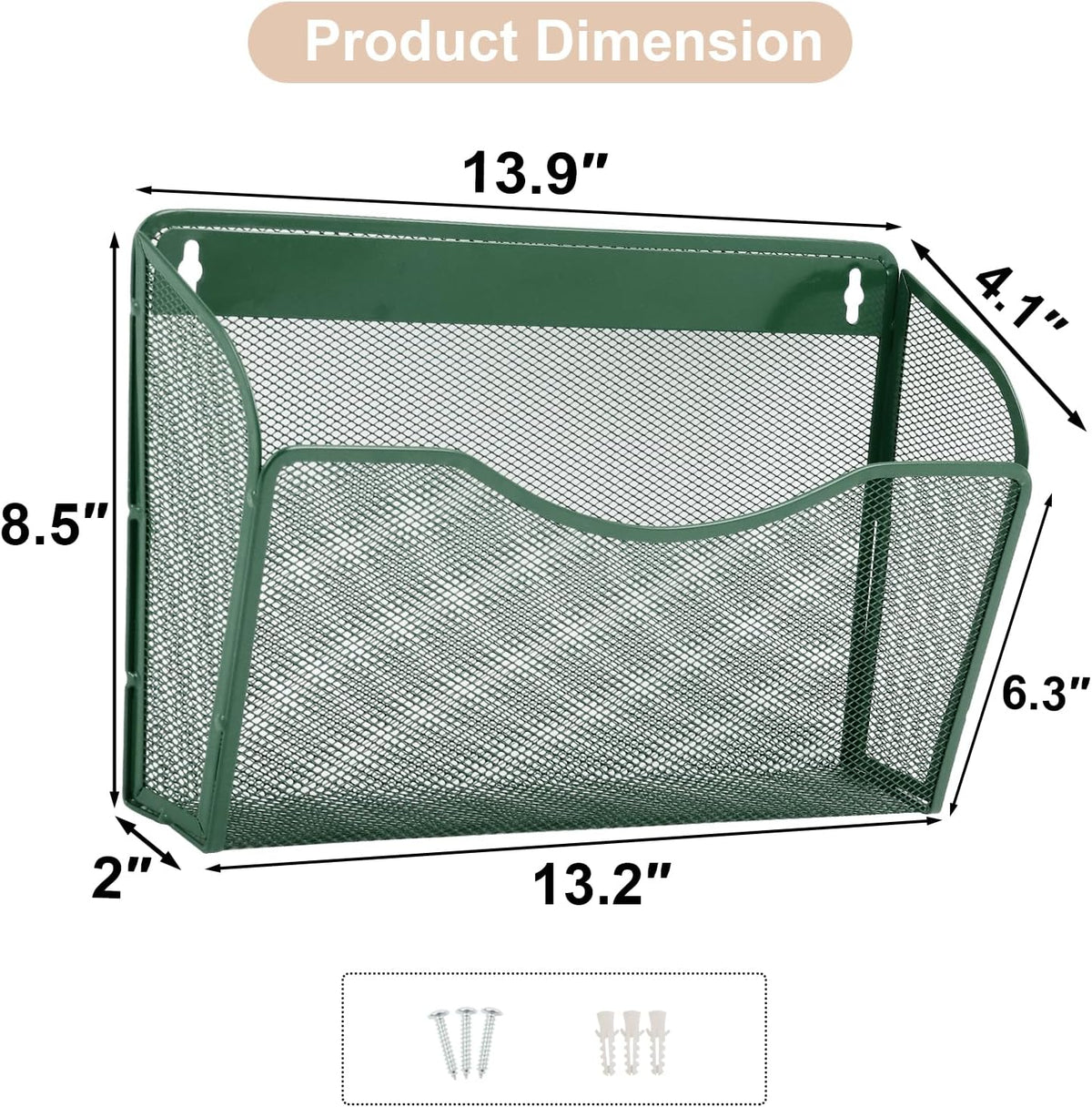 EASEPRES 3 Single Pocket Mesh Hanging File Organizer, Vertical Wall Mounted Magazine File Holder, Mount Basket Mail Paper Document Folder Organizing for Office, Home and School, Black
