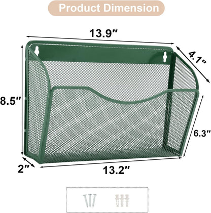 EASEPRES 3 Single Pocket Mesh Hanging File Organizer, Vertical Wall Mounted Magazine File Holder, Mount Basket Mail Paper Document Folder Organizing for Office, Home and School, Black