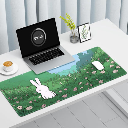 Auhoahsil Desk Mat, Ultra Large Mouse Pad, XXL Gaming Mousepad, Green Tropical Leaves Deskpad, Big Extended Full Size Mouse Pad, Desktop Desk Matt for Keyboard, Laptop & Computer, 35.5 x 15.7 in - Colors A