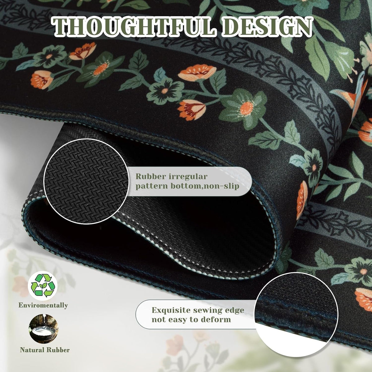iCasso Desk Mat for Keyboard and Mouse, Large Mouse Pad, Desk Pad Mat, Anti-Slip Big Mousepad with Stitched Edges for Computer Desktop(Deep Green)