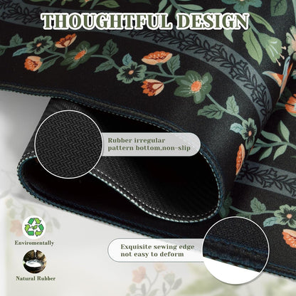iCasso Desk Mat for Keyboard and Mouse, Large Mouse Pad, Desk Pad Mat, Anti-Slip Big Mousepad with Stitched Edges for Computer Desktop(Deep Green)
