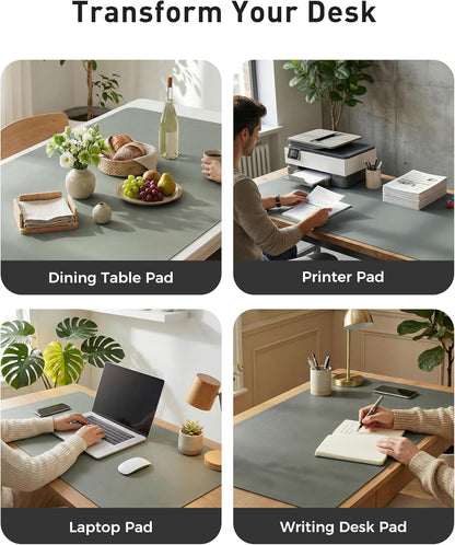 Aothia Leather Office Desk Pad Protector, Non-Slip PU Leather Desk Blotter, Waterproof Laptop Writing Mouse Pad for Office and Home, Black, 31.5" x 15.7" - Colors A