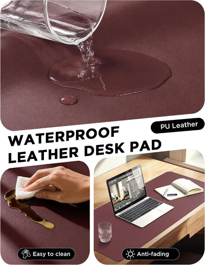 35.4" x 17" Large PU Leather Desk Mat for Keyboard and Mouse - Waterproof Non-Slip Desk Pad Protector for Office, Home, Writing Desk, Black
