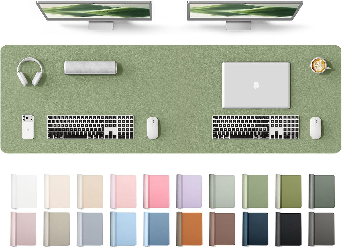 YSAGi Leather Desk Pad Protector, Office Desk Mat, Large Mouse Pad, Non-Slip PU Leather Desk Blotter, Waterproof Laptop Desk Writing Pad for Office and Home (23.6" x 13.8", Eggshell) - Colors A
