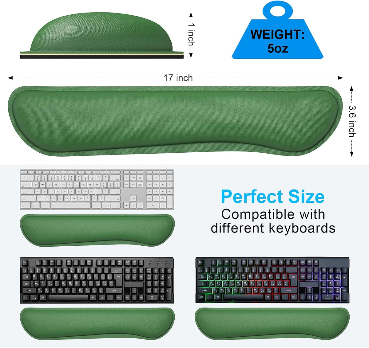 Dapesuom Enlarge Keyboard Wrist Rest, Cute Memory Foam Keyboard Wrist Cushion for Computer Desk Mats Support, Typing Pain Relief Ergonomic Mouse Pad Rests with Non-Slip Base for Gaming, Laptop, Purple