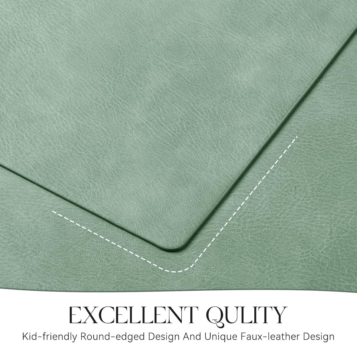 MOSAYT Vinyl Placemats Set of 6-12 X 17 Inch - Faux Leather 100% Waterproof Oil-Proof Wipeable PU Place Mats, Heat Resistant Reversible Table Mats for Kitchen, Dining, Outdoor, Reddish Brown