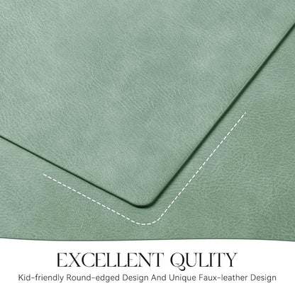 MOSAYT Vinyl Placemats Set of 6-12 X 17 Inch - Faux Leather 100% Waterproof Oil-Proof Wipeable PU Place Mats, Heat Resistant Reversible Table Mats for Kitchen, Dining, Outdoor, Reddish Brown