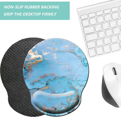 Mouse Pad with Wrist Support, Ergonomic Mouse Pad with Memory Foam Wrist Rest Cushion, Non-Slip Rubber Base Gaming Mice Pad for Home Office Computer Laptop, Flower Black