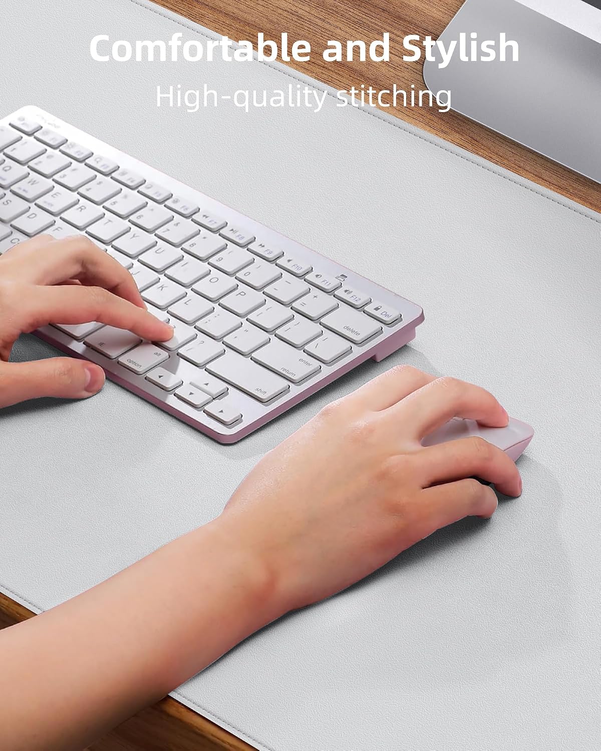 AFIING Large Desk Mat 55" x 24" - PU Leather Desk Pad Protector, Waterproof Non-Slip Extended Mouse Pad for Office Desk, Keyboard, Laptop and Home Workspace (Black)
