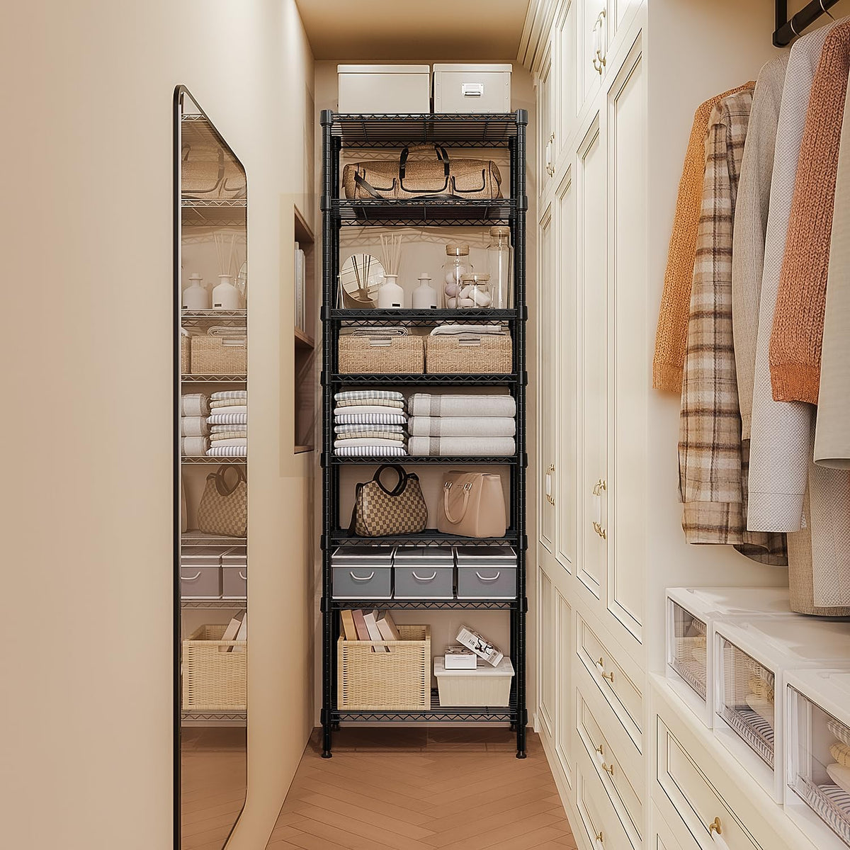 M MZG 450 lbs Steel Storage Shelving 3-Tier Utility Shelving Unit Steel Organizer Wire Rack for Home,Kitchen,Office (11.8" D x 17.7" W x 26.3" H) - Colors A
