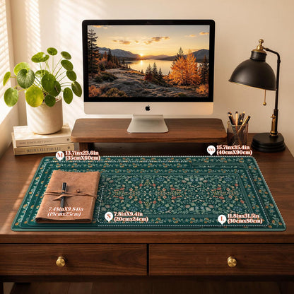 iCasso Desk Mat for Keyboard and Mouse, Large Mouse Pad, Desk Pad Mat, Anti-Slip Big Mousepad with Stitched Edges for Computer Desktop(Deep Green)