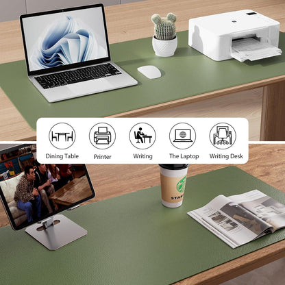 Aothia Leather Office Desk Pad Protector, Non-Slip PU Leather Desk Blotter, Waterproof Laptop Writing Mouse Pad for Office and Home, Black, 31.5" x 15.7" - Colors A