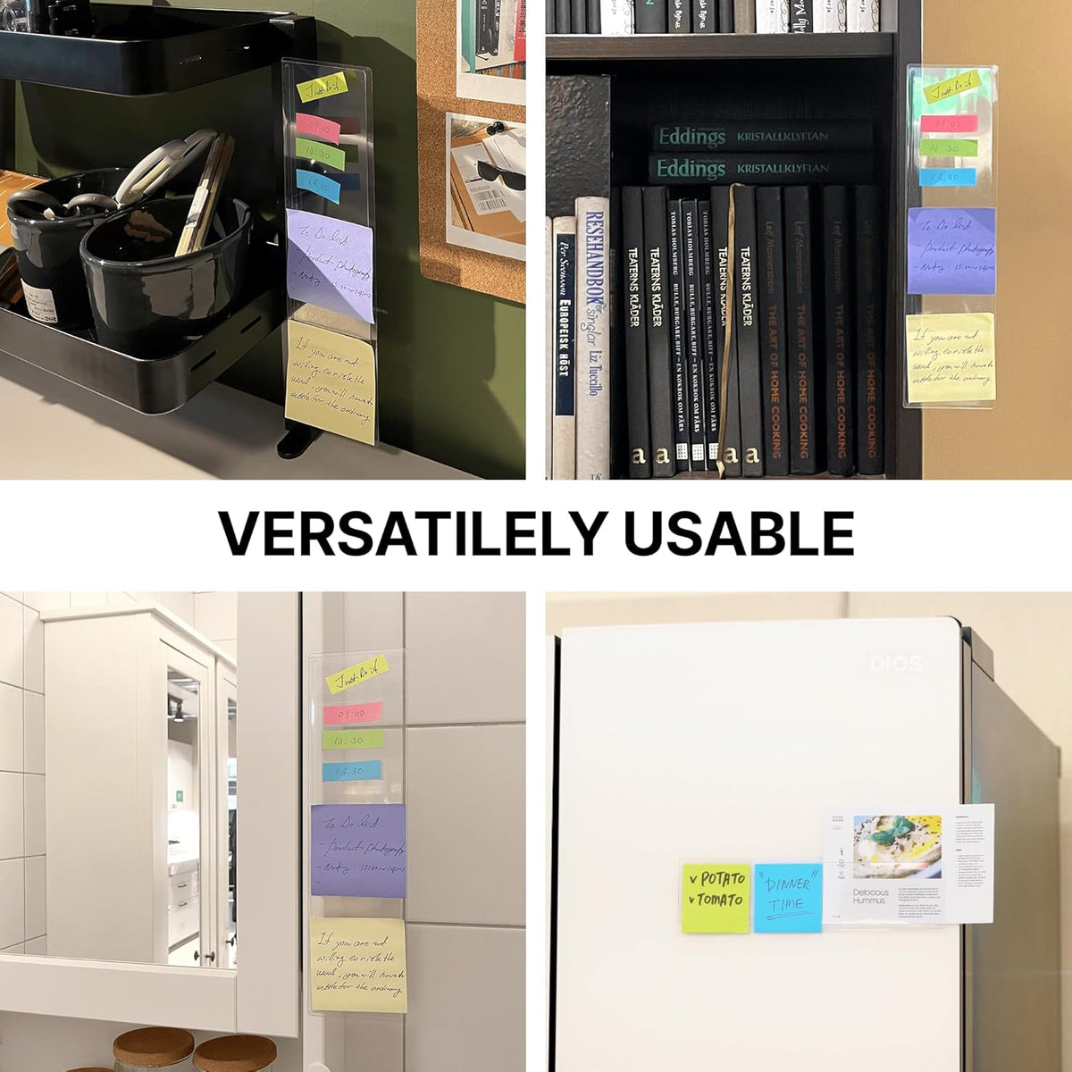 Monitor Memo Board 2Pcs - Flexible Clear PET Computer Screen Sticky Note Holder - Side Panel Message Organizer - Versatile Office Desk Accessories - Cool Home Office Supplies - 3.1" x 11.8"