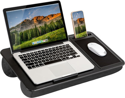LAPGEAR Home Office Pro Lap Desk with Wrist Rest, Mouse Pad, and Phone Holder - Black Carbon - Fits up to 15.6 Inch Laptops - Style No. 91598