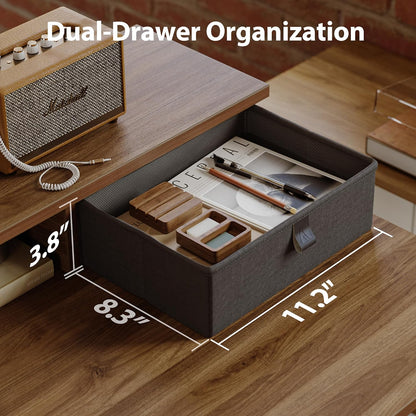 48 * 24 Inch Electric Standing Desk with Shelf & Led, Dark Walnut