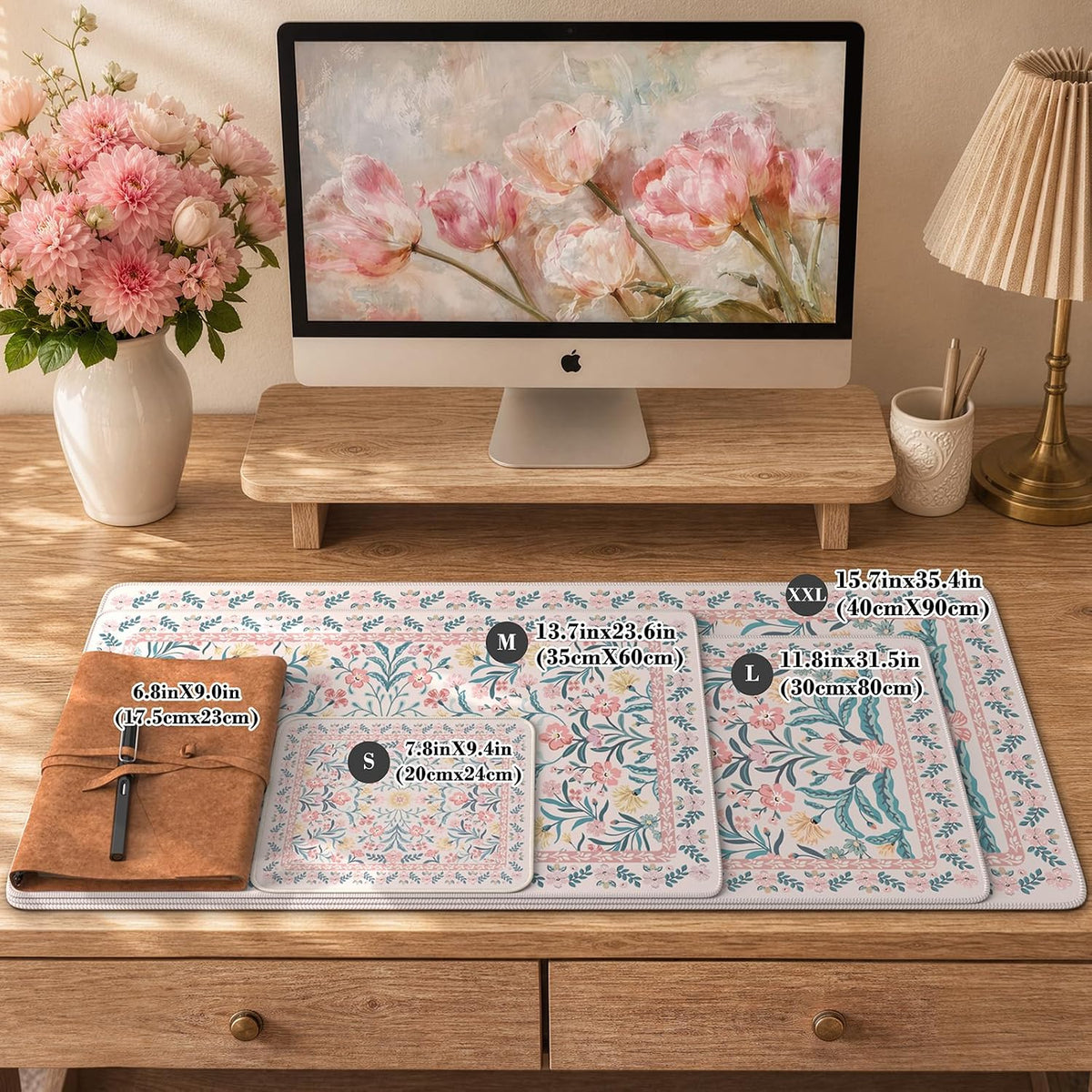 iCasso Desk Mat for Keyboard and Mouse, Large Mouse Pad, Desk Pad Mat, Anti-Slip Big Mousepad with Stitched Edges for Computer Desktop(Deep Green)