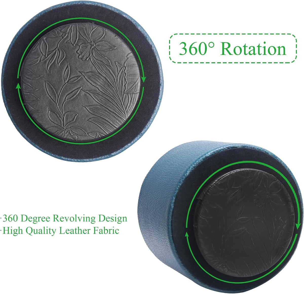 Round Leather Art Supply Organizer,Remote Control Holder,360 Degree Rotating,Multi-Functional Pencil Holder,4 Compartments Desktop Stationary Organizer(1-Blue Bird) - Colors B