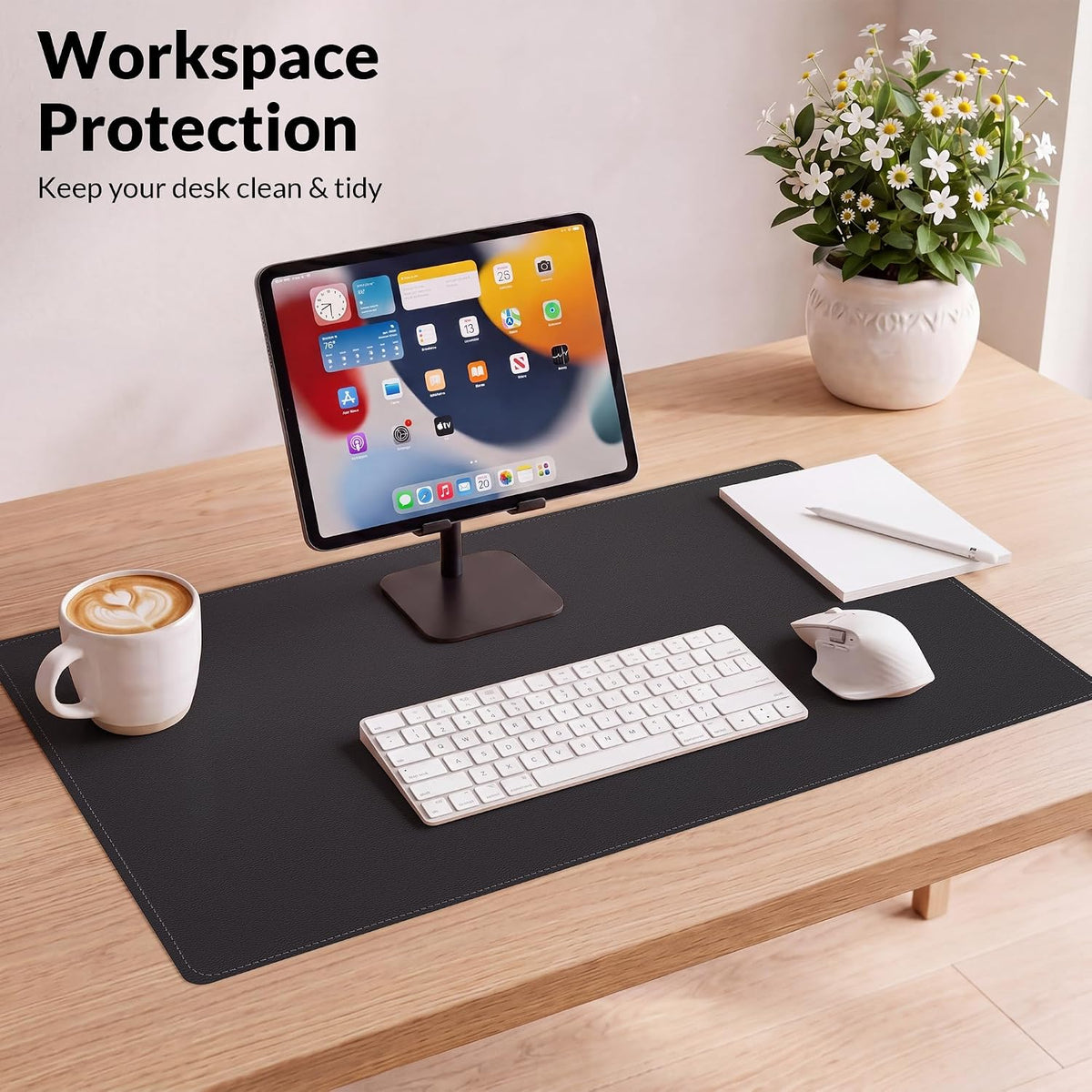 Large Desk Mat, 47" x 17", Black