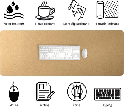 Bloss Leather Desk Pad and Keyboard Wrist Rest, Large Mouse Pad + Keyboard Pad+Mouse Wrist Support, Non-Slip Desk Mat Protector for Office, Home(31.5×15.7 Inches,Beige) - Colors A